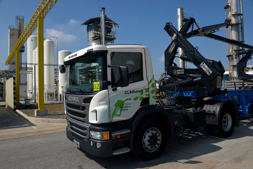 Scania trucks use second generation ethanol manufactured with Clariant's sunliquid® technology. (P...