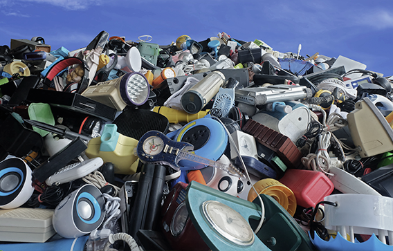Pile of electronic waste as an example of how Clariant’s Exolit® OP flame retardants can help protect nature by being halogen-free, recyclable or even renewable-based.
