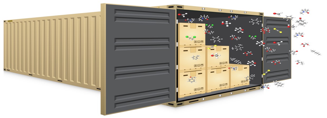 Example cargo container off-gassing volatile organic compounds