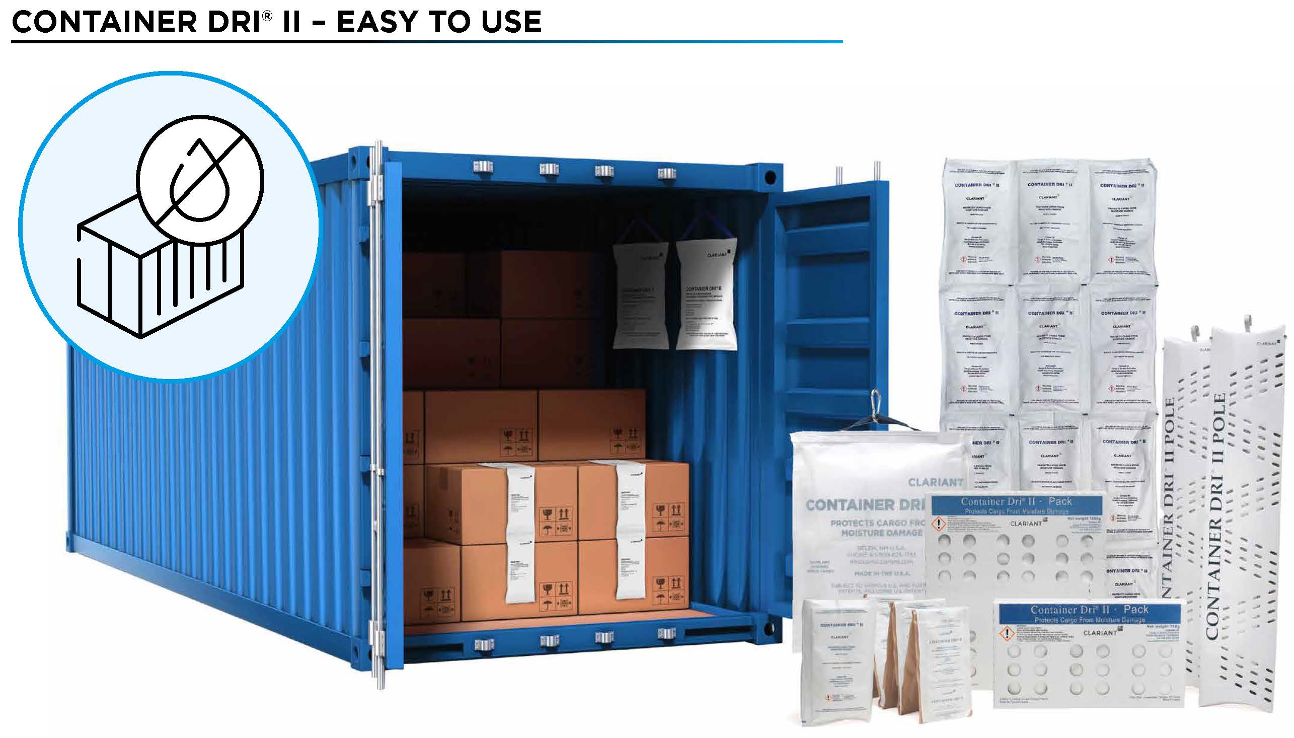 Container Dri II cargo desiccant easy to use