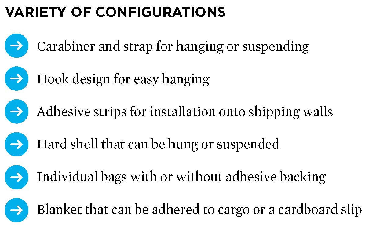 Cargo Desiccant in a variety of configurations