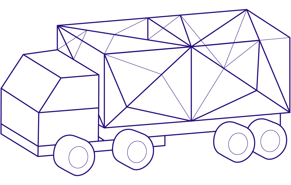 Signed Truck in 3D format in purple color