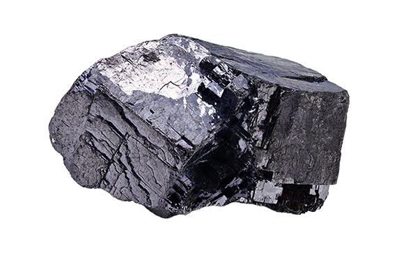 This image shows a piece of coal. Coal is a black or dark brown sedimentary rock that is primarily composed of carbon. It is commonly used as a fossil fuel for generating electricity and heat. The shiny, layered appearance is typical of coal.
