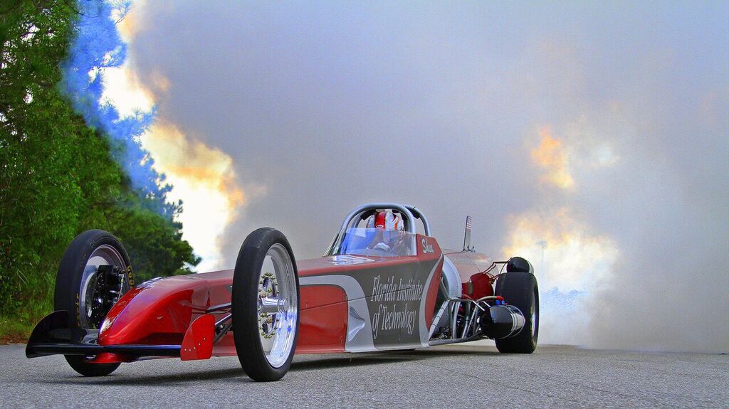 Florida Institute of Technology's jet dragster. The next generation of dragsters require non-halogen...