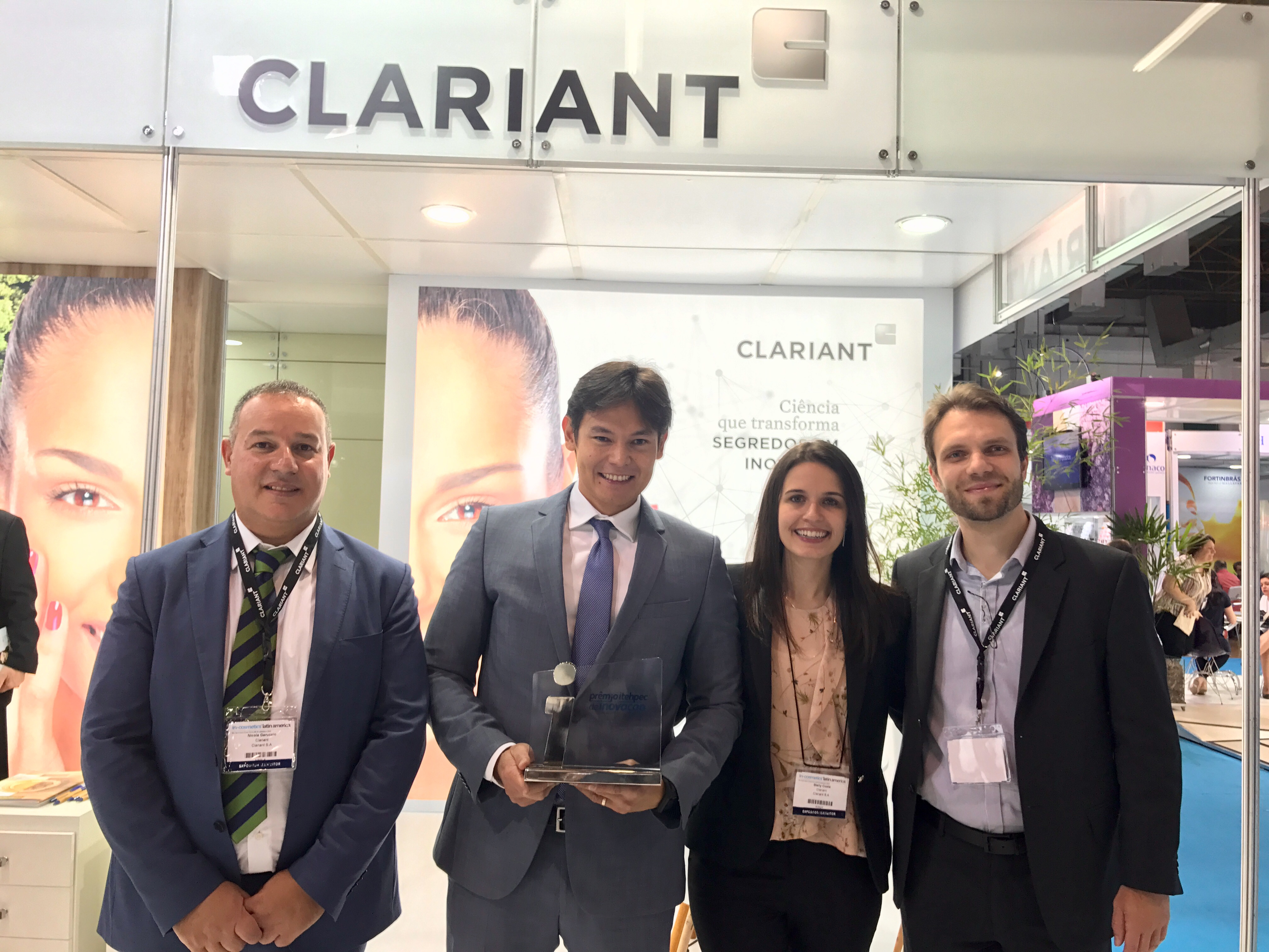 Clariant wins ITEHPEC Innovation Award at in-cosmetics Latin America 2017. (Photos: Clariant)