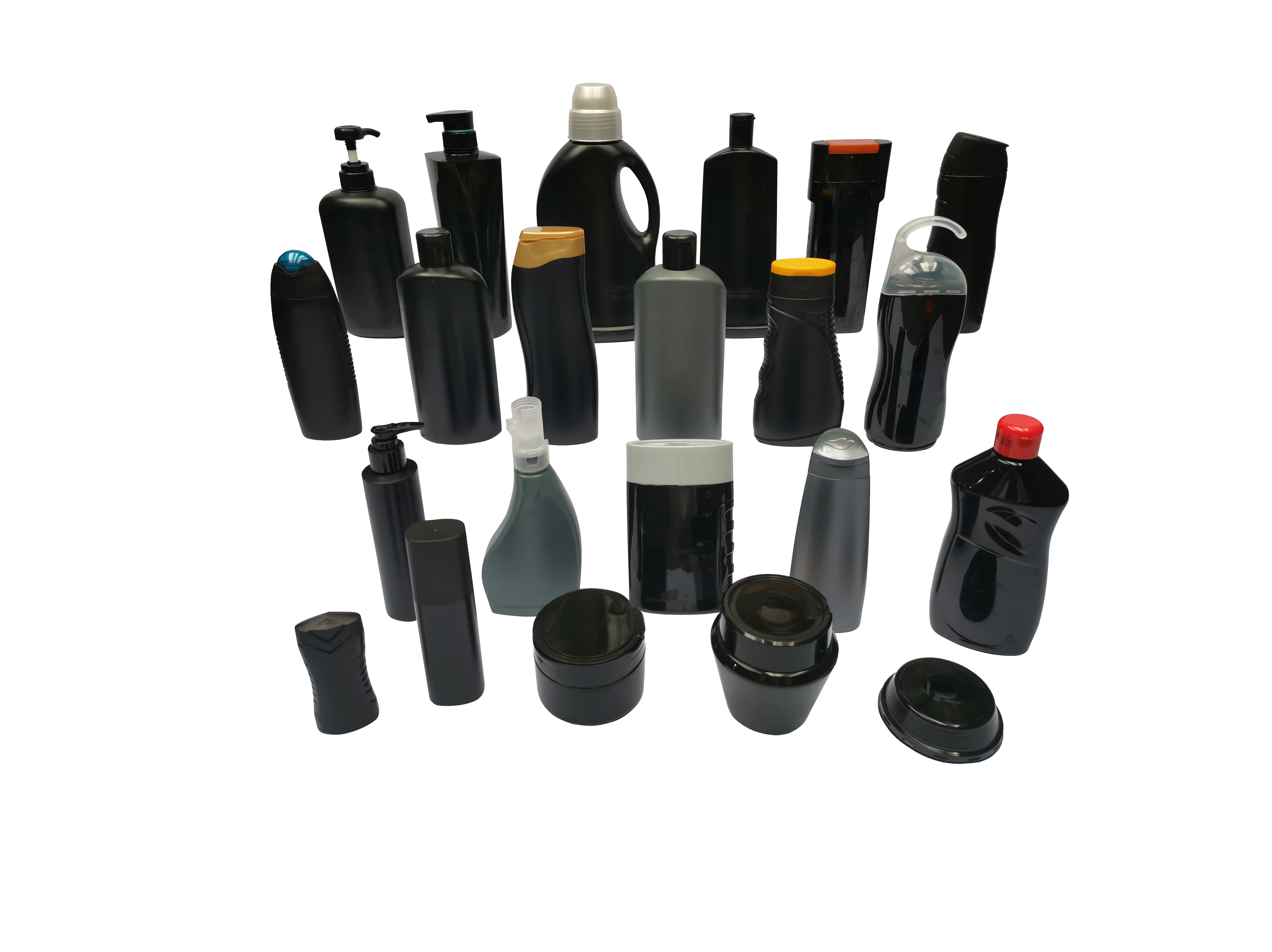 Black and grey plastics packaging colored with Clariant's new NIR-identifiable black colorants to ...