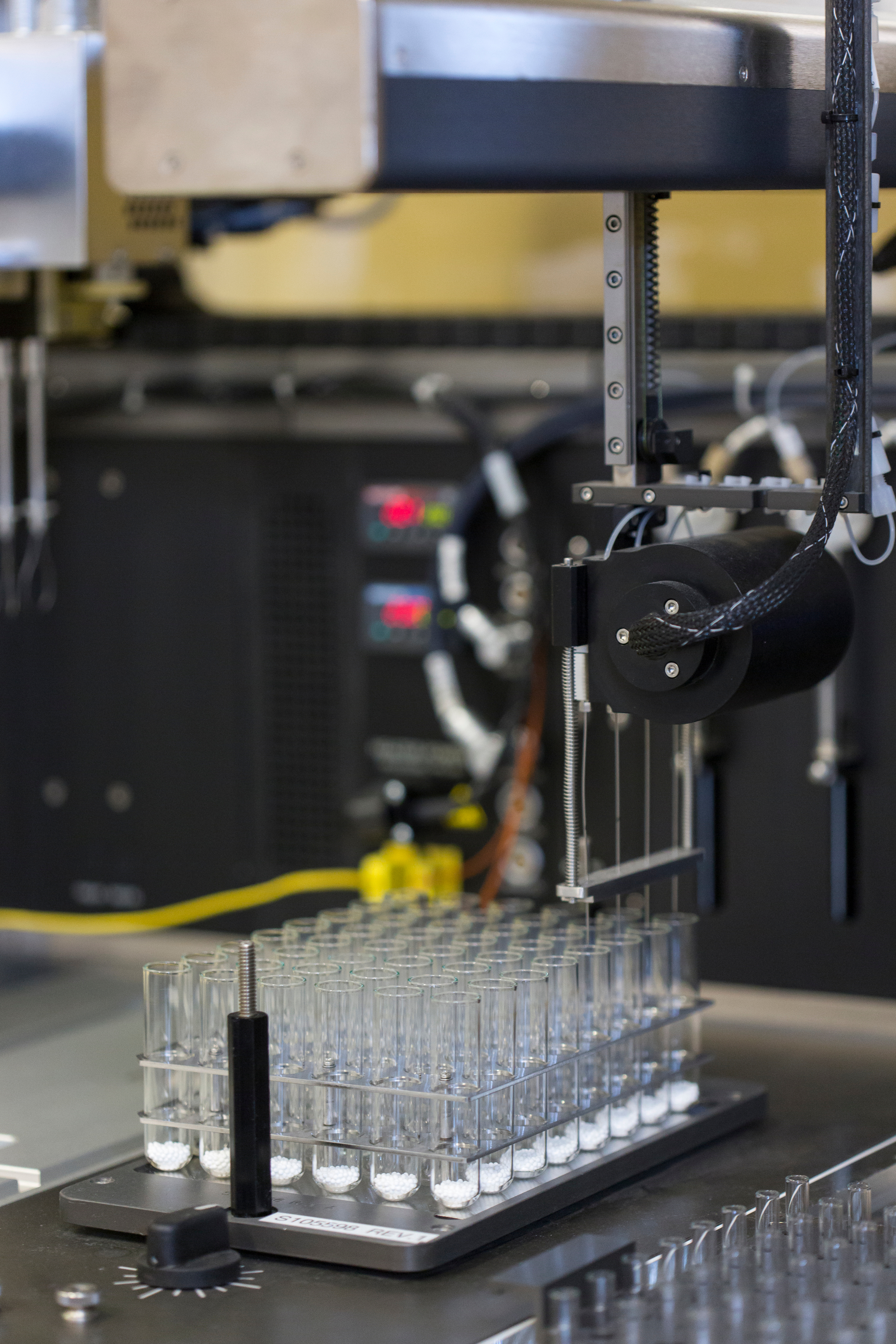 Sample preparation with a high-throughput robot in Clariant Catalysts' expanded research center in...