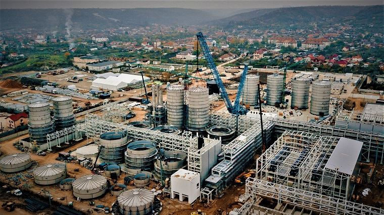 Aerial view of the Clariant sunliquid construction site in Podari Romania in November 2020