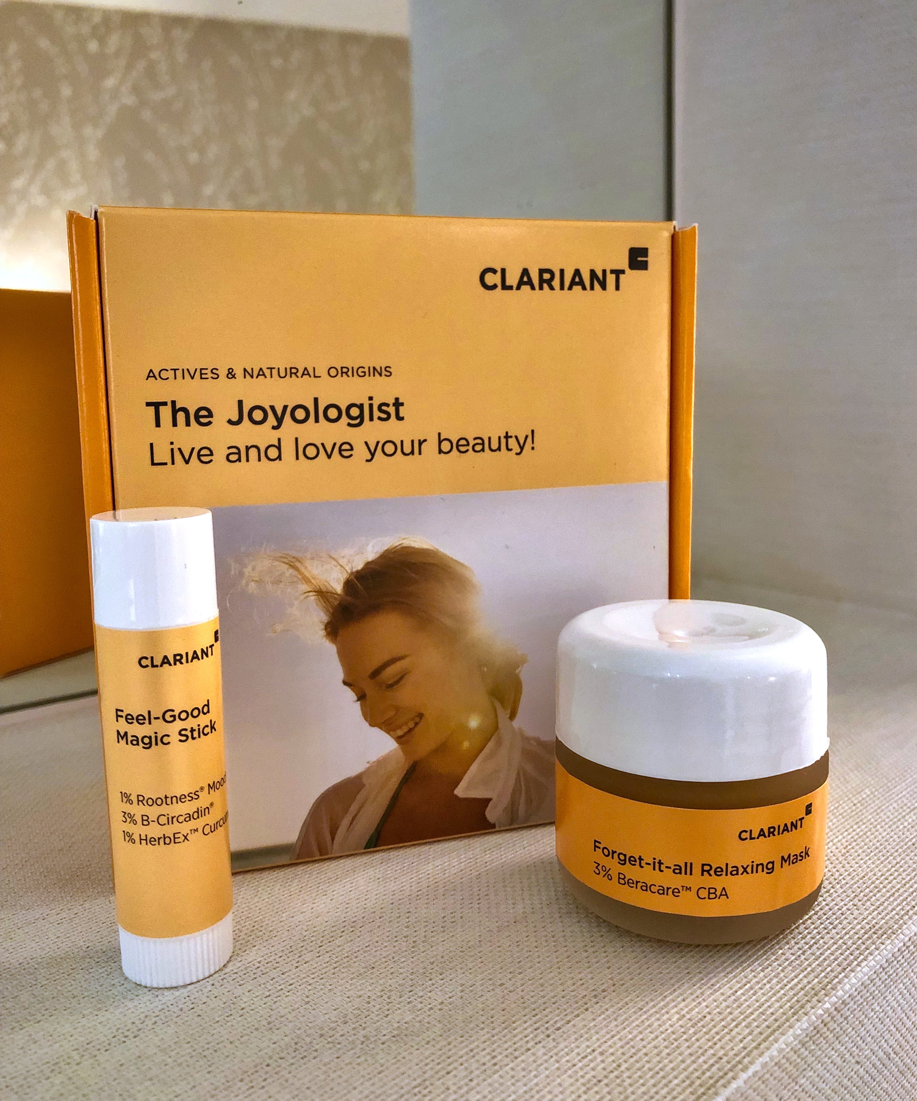 "The Joyologist" wellness formulations: The Feel-Good Magic Stick and Forget-It-All Relaxing Mask....